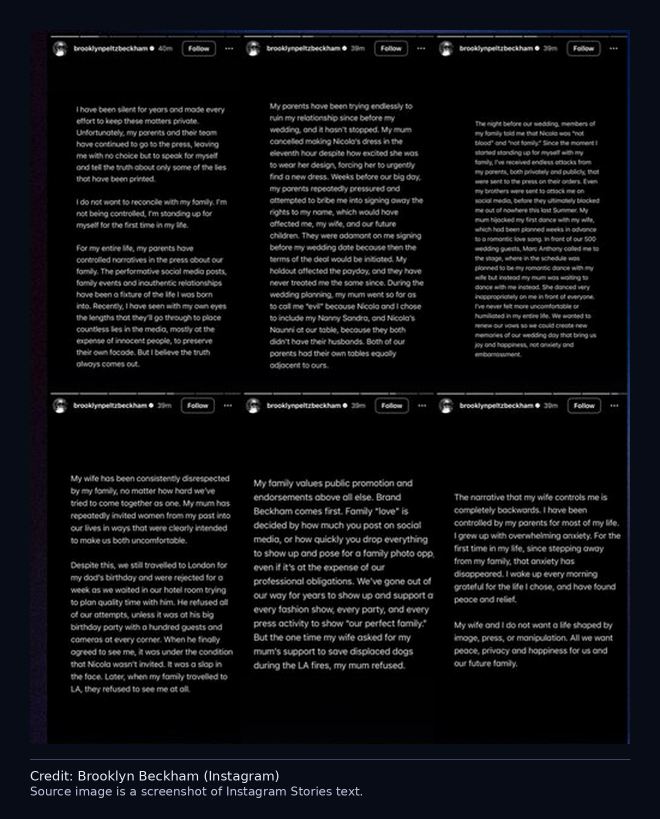 Brooklyn Beckham, “versions of events” and the new PR release